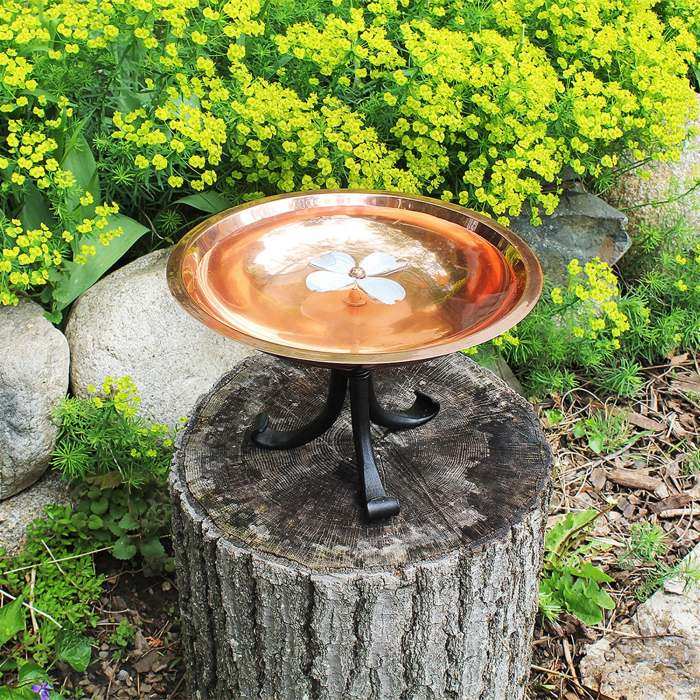 Achla Copper Dogwood Birdbath w/Tripod Stand